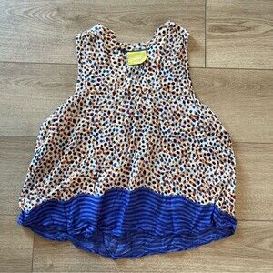 Anthropologie Maeve Purple Orange Sleeveless V-Neck Emma Polka Dot Top Size 6
